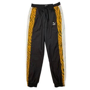 PUMA Wild Pack Elastic Waist Black Animal Woven Track Pants Medium Mens 579511